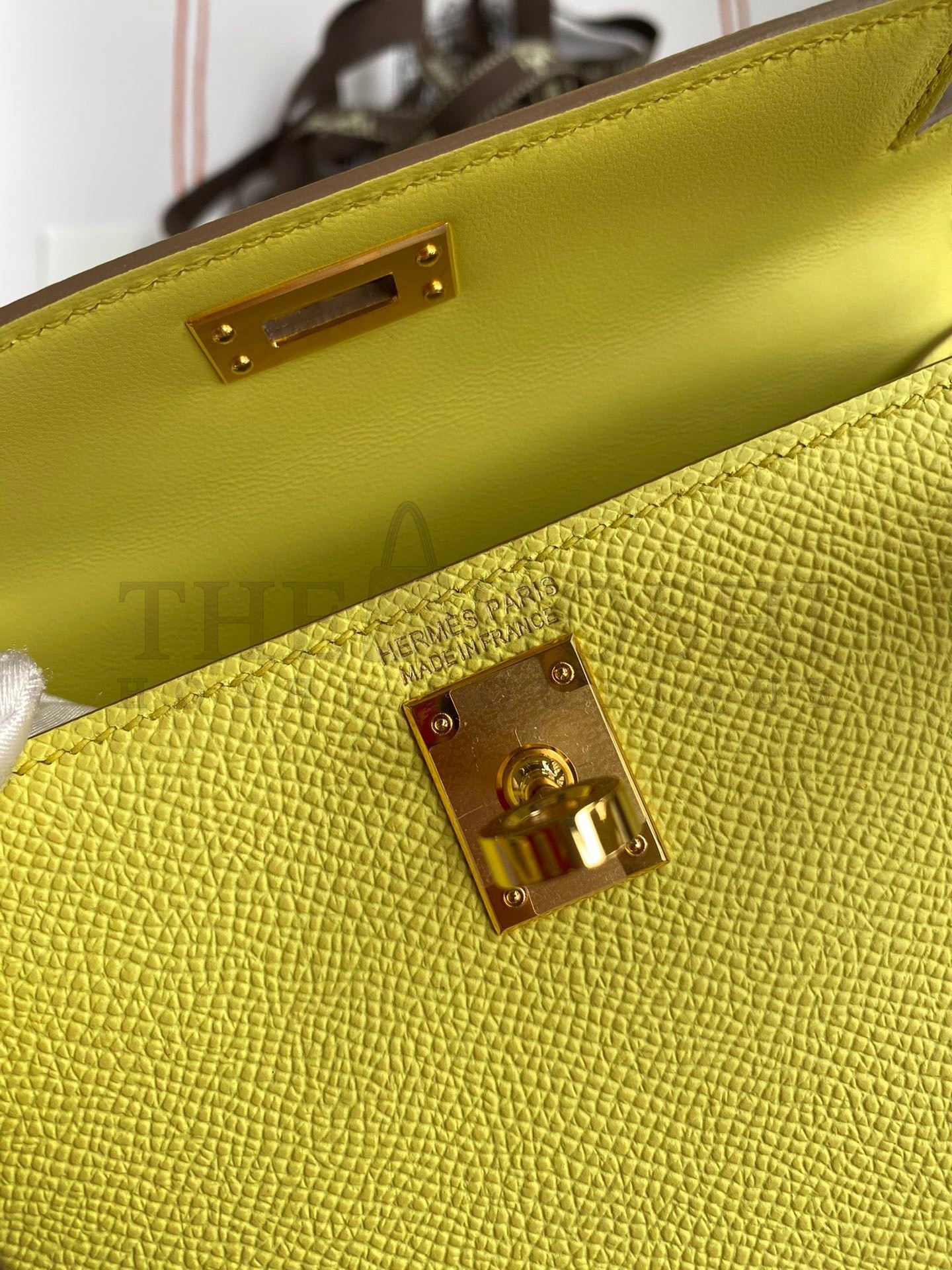 H**me5 Kelly Mini II Sellier Handmade Bag In Lime Epsom Calfskin Master Quality