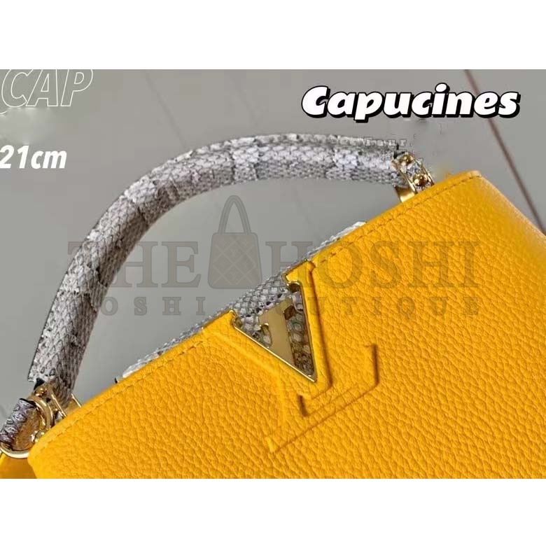 L0vis Vvtt0n LV Women Capucines Mini Handbag Golden Yellow Taurillon Python Leather Master Quality