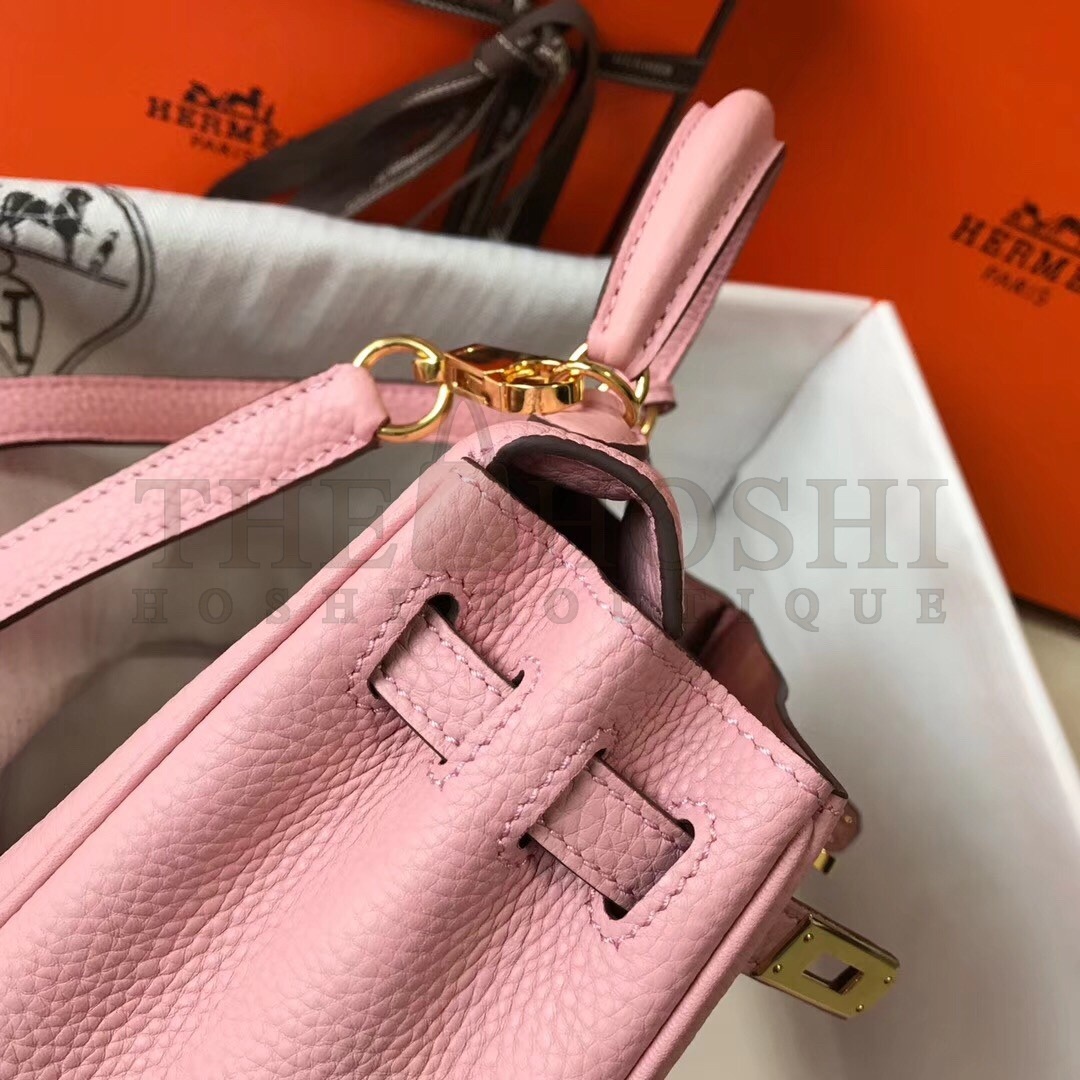 H**me5 Mini Kelly 20cm Bag In Pink Clemence Leather Master Quality
