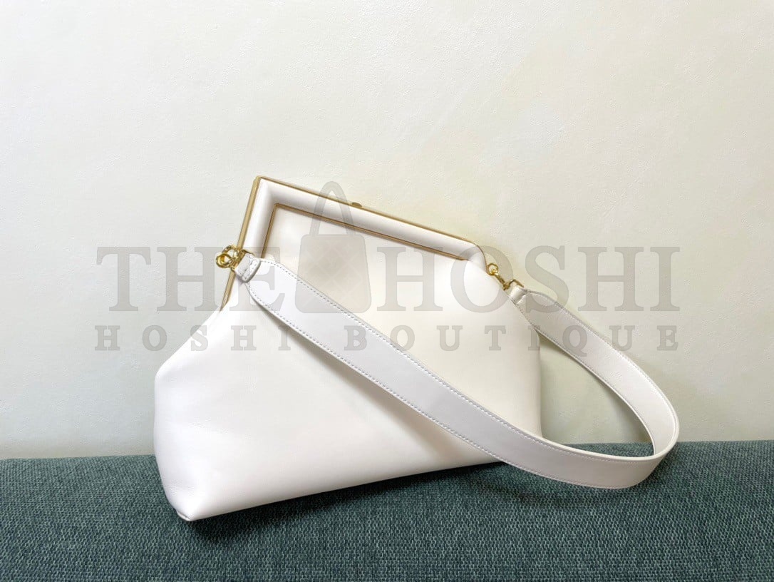 F**di First Medium Bag In White Nappa Leather Master Quality
