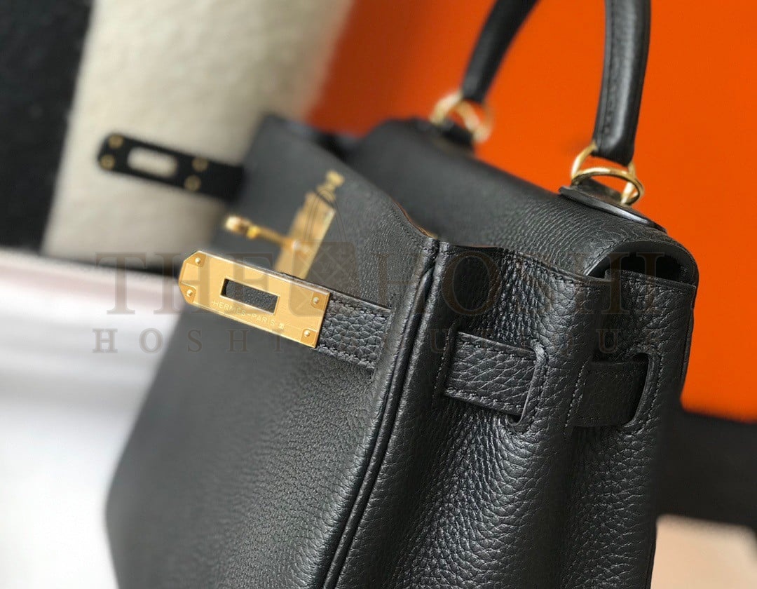 H**me5 Kelly 28cm Retourne Bag in Black Clemence Leather GHW Master Quality