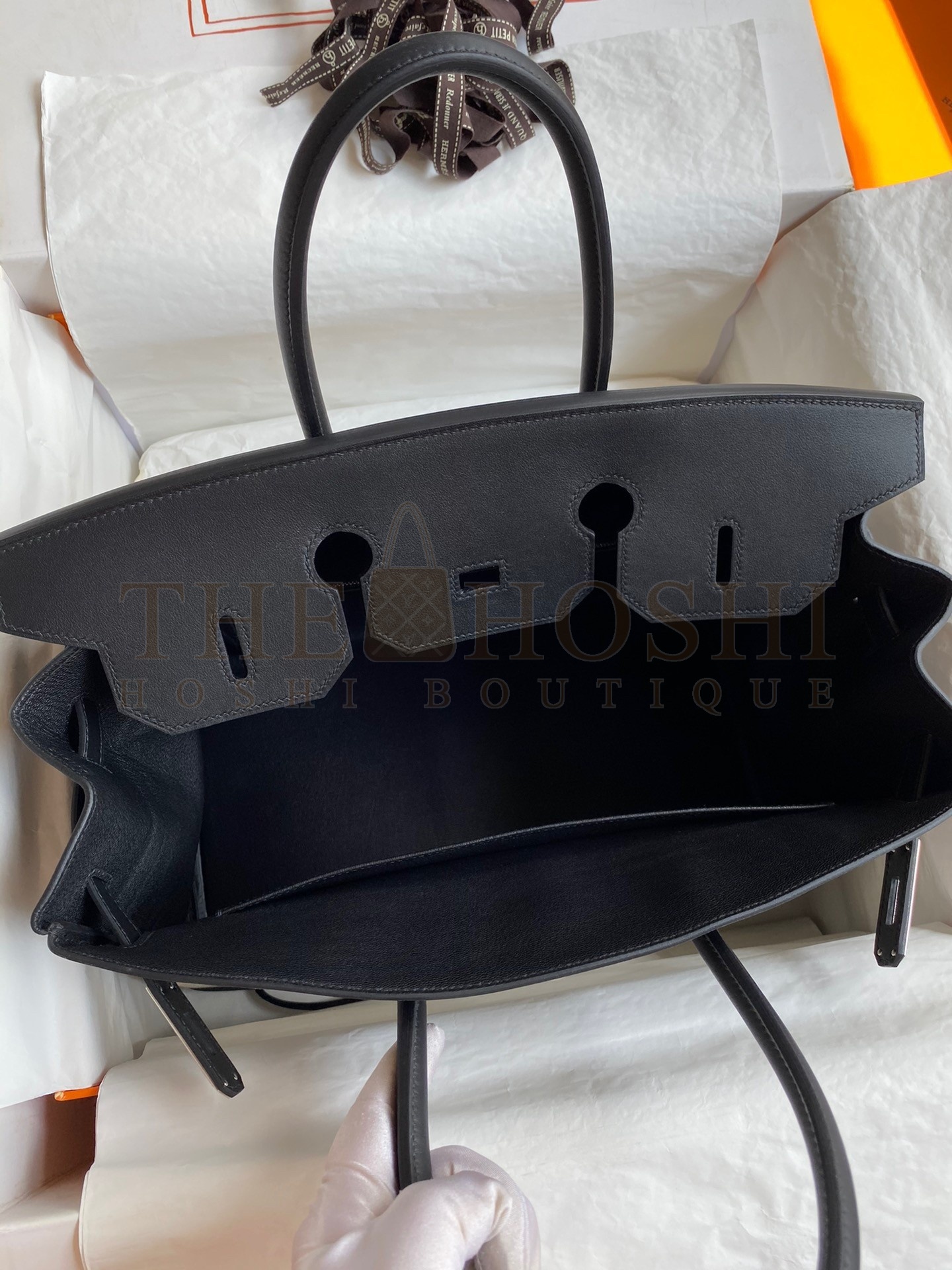 H**me5 Birkin 35 Handmade Bag In Toile & Black Swift Leather Master Quality