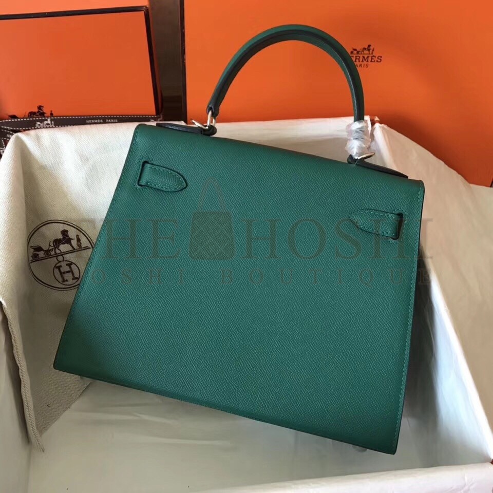 H**me5 Malachite Epsom Kelly 28cm Handmade Bag Master Quality