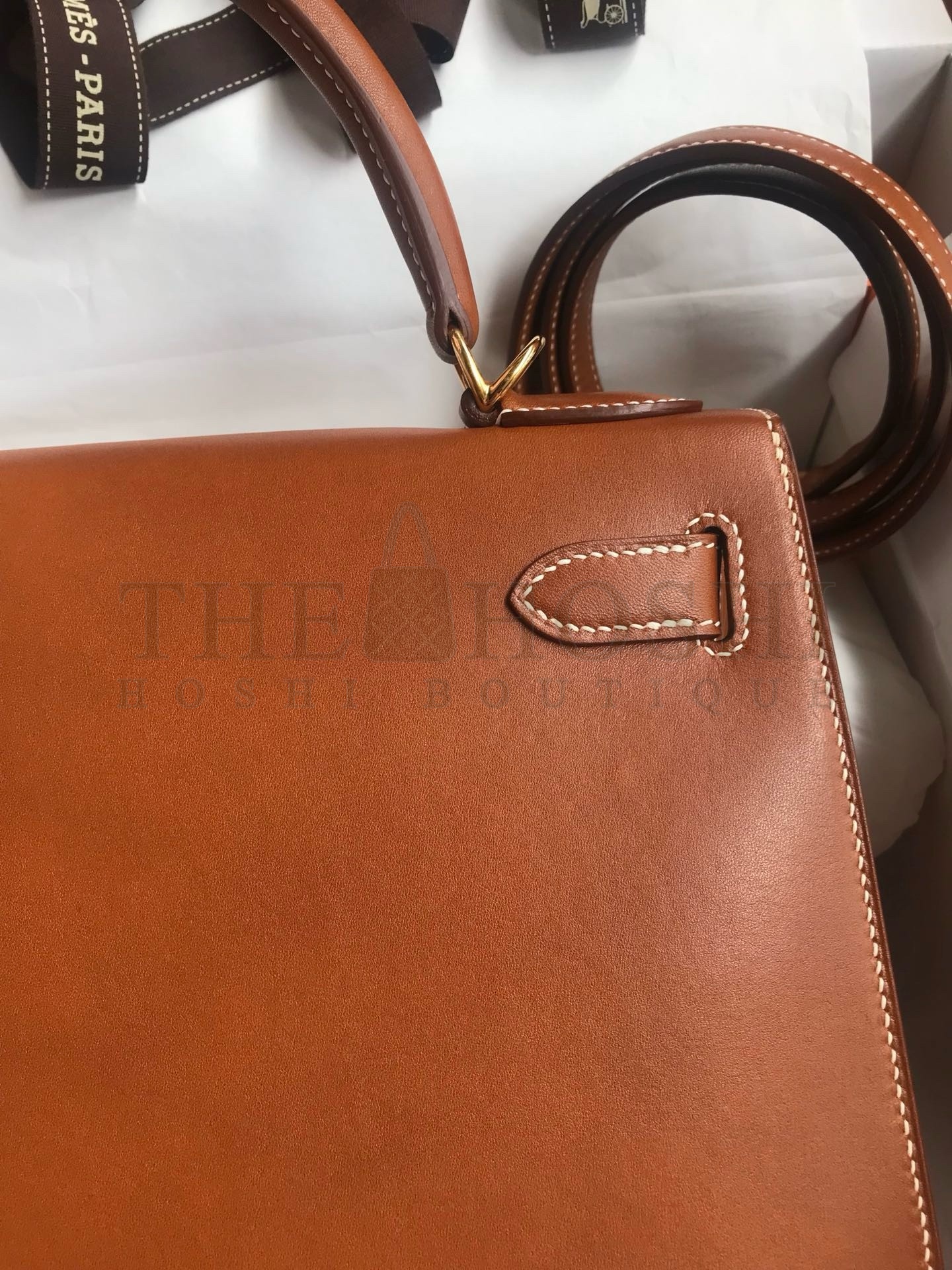 H**me5 Kelly Sellier 28 Handmade Bag In Gold Barenia Calfskin Master Quality