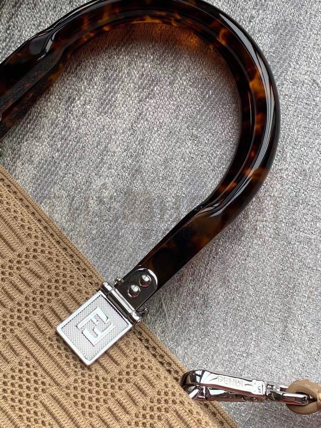 F**di Sunshine Medium Tote Bag In Beige FF Fabric Master Quality