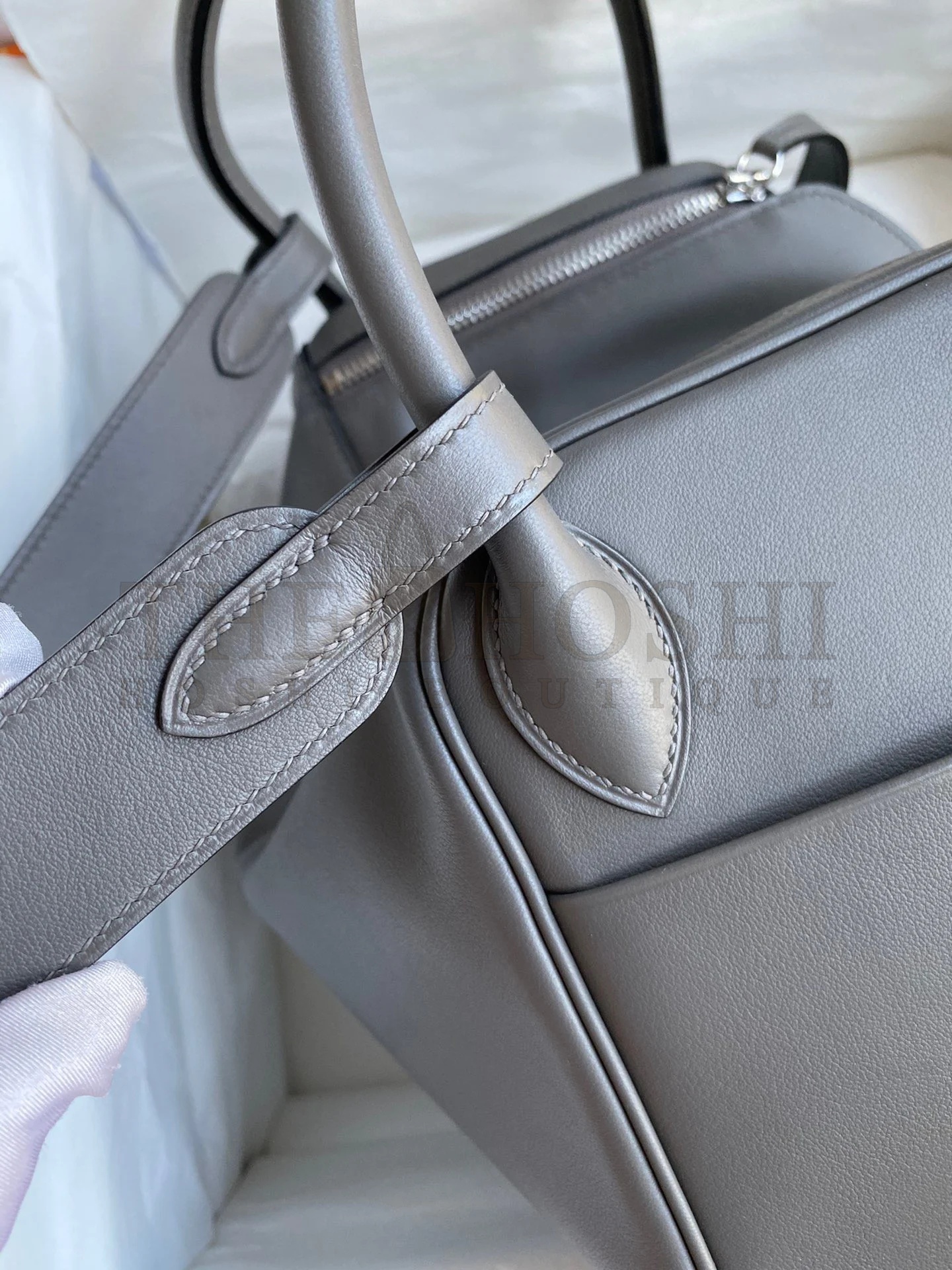 H**me5 Lindy 30 Handmade Bag In Grey Swift Calfskin Master Quality