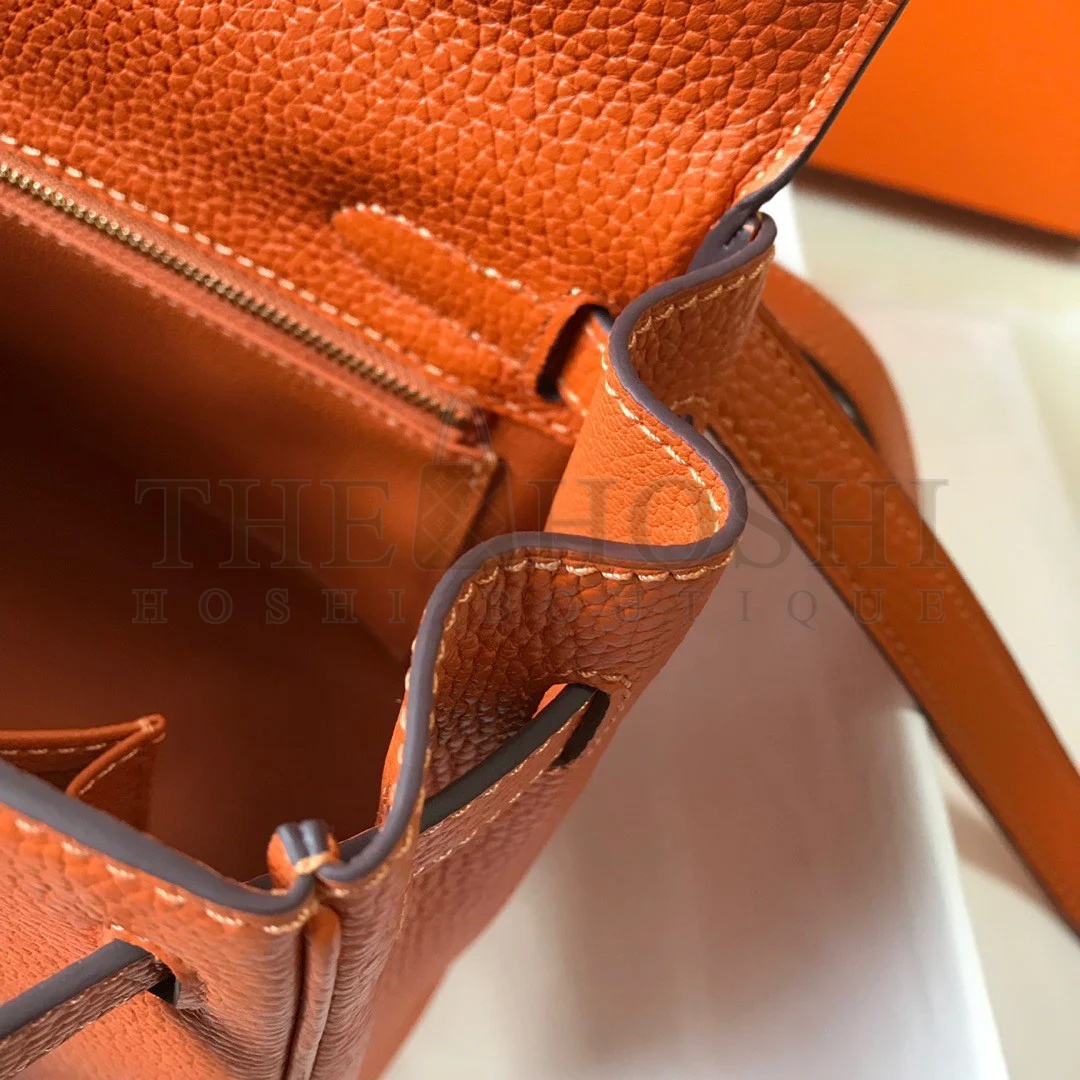 H**me5 Kelly 25cm Retourne Bag in Orange Clemence Leather GHW Master Quality