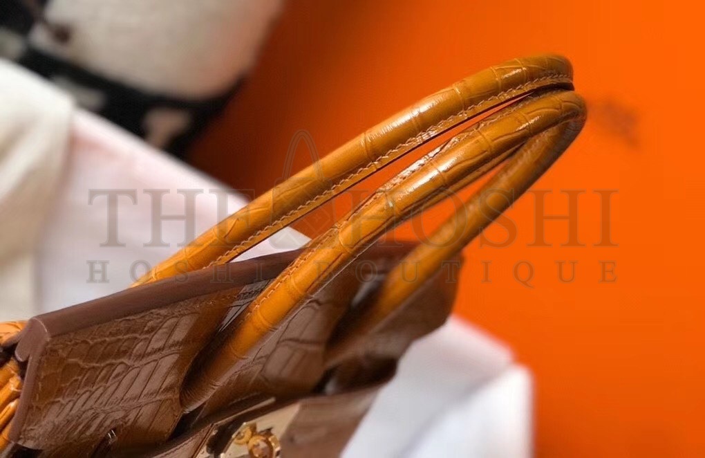 H**me5 Birkin 30cm Bag In Gold Embossed Crocodile Leather Master Quality