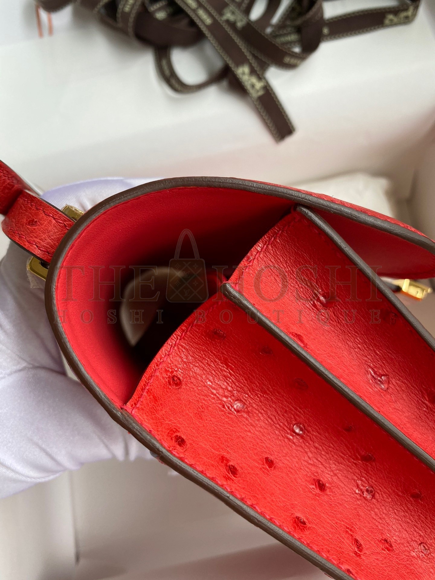 H**me5 Constance 18 Handmade Bag In Red Ostrich Leather Master Quality