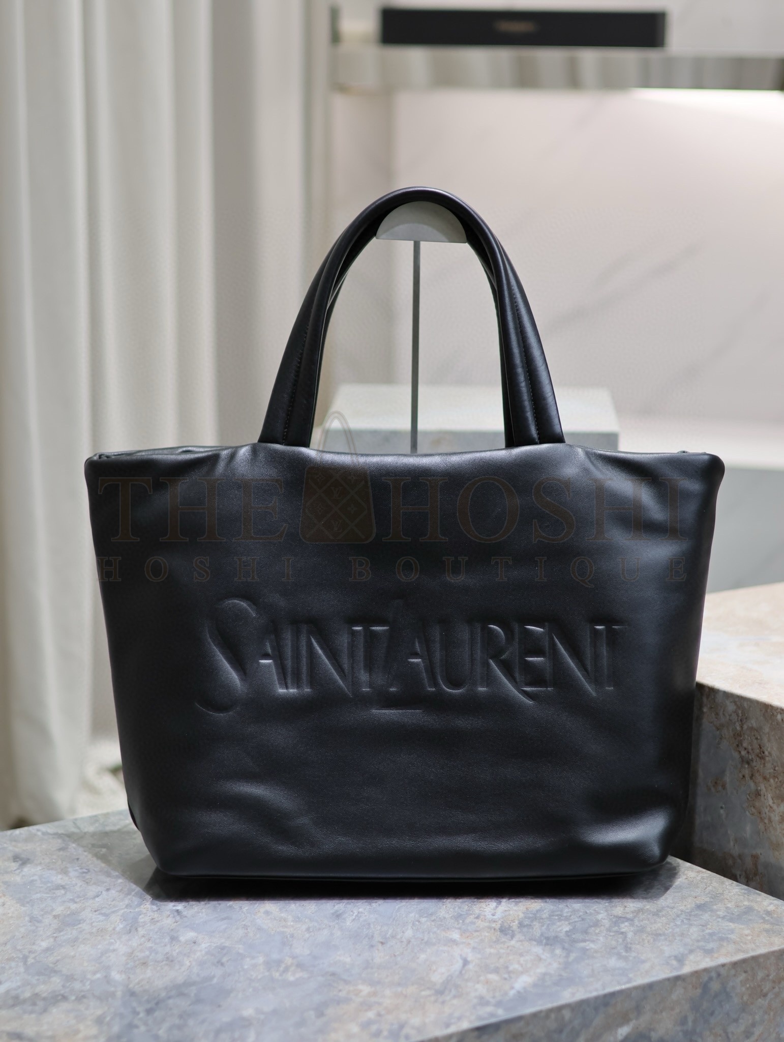 Sa1nt Lau*nt Wide Puffer Tote Bag in Black Nappa Lambskin Master Quality