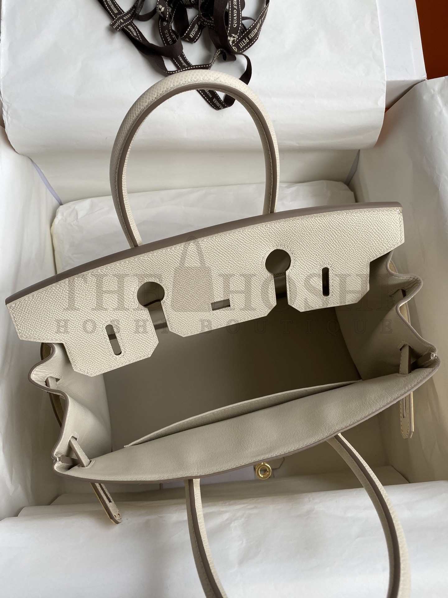 H**me5 Birkin 30 Retourne Handmade Bag In Craie Epsom Calfskin Master Quality