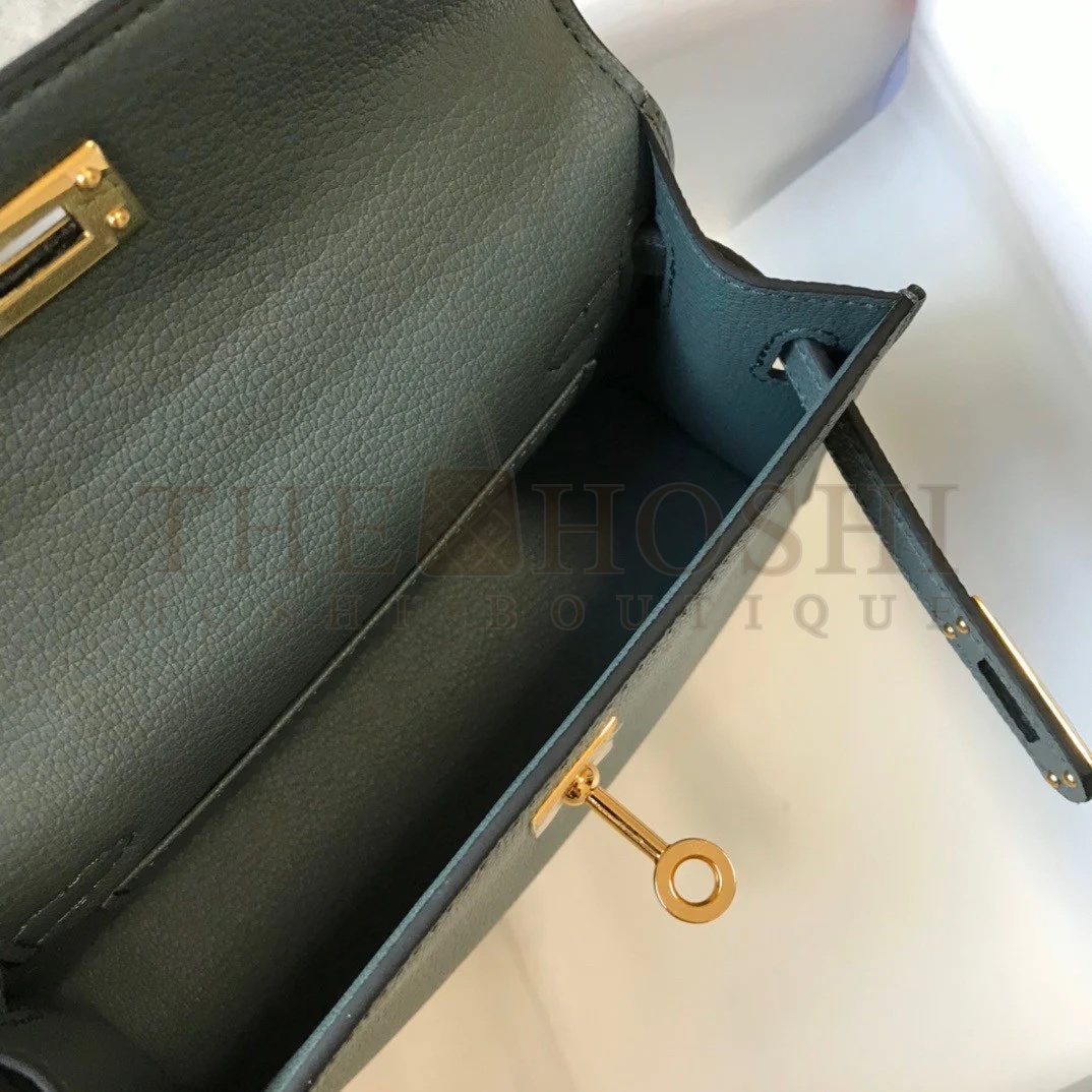 H**me5 Kelly Mini II Sellier Bag In Vert Amande Epsom Leather GHW Master Quality