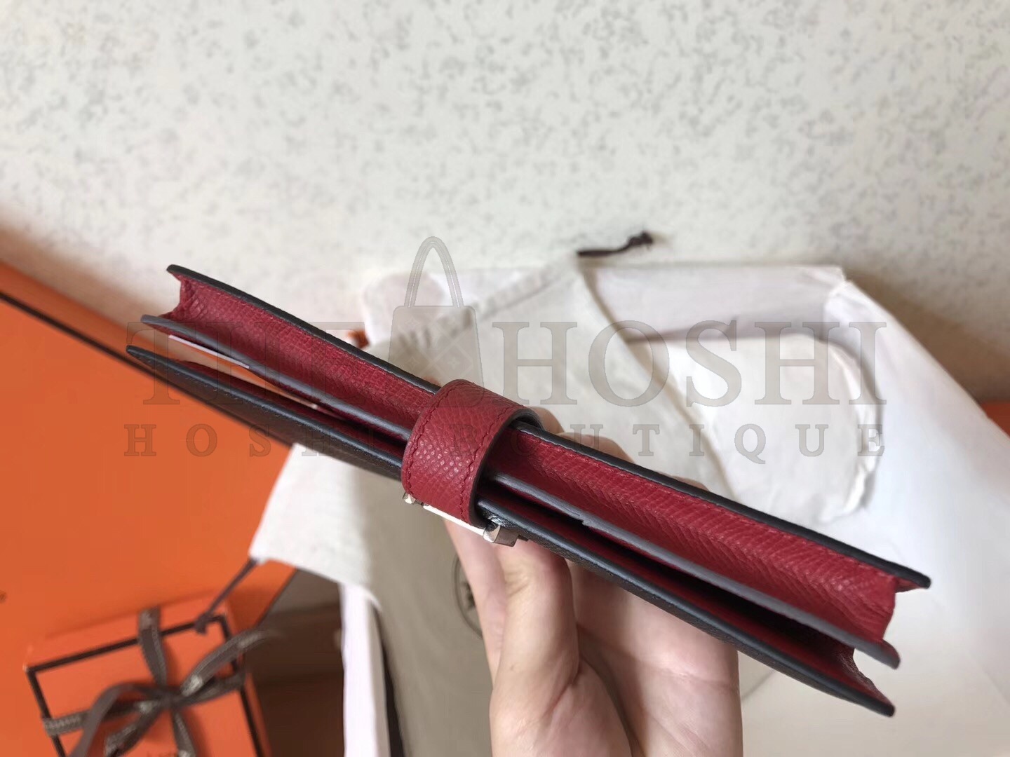 H**me5 Bi-Color Epsom Bearn Wallet Black/Ruby Master Quality