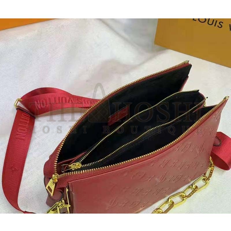 L0vis Vvtt0n LV Women Coussin PM Handbag Wine Monogram Embossed Puffy Lambskin Master Quality