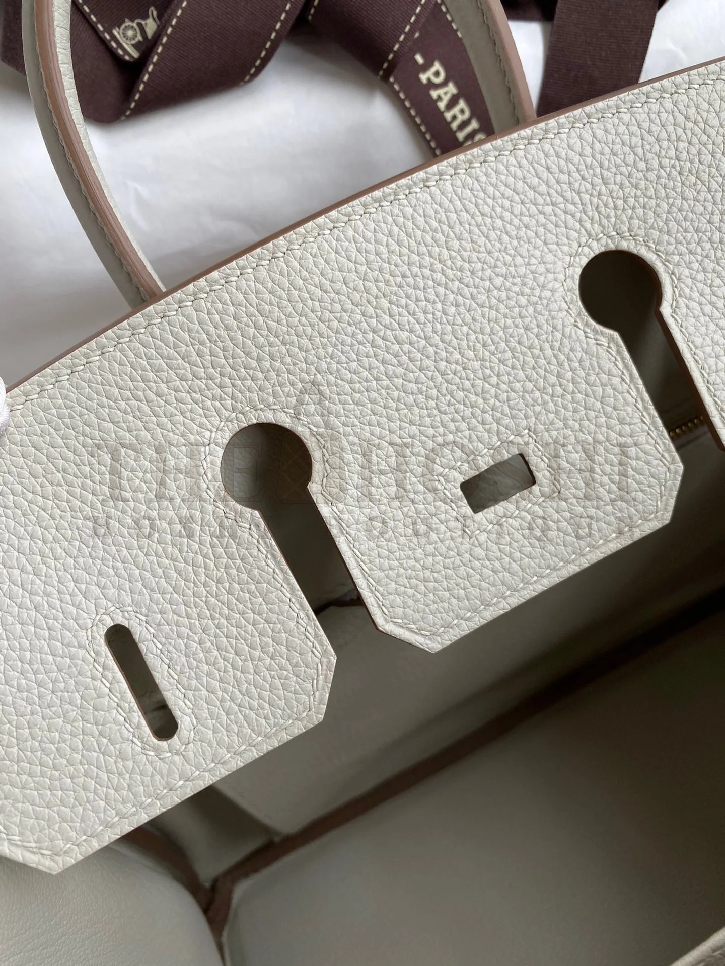 H**me5 Birkin 25 Retourne Handmade Bag In Pearl Grey Clemence Leather Master Quality