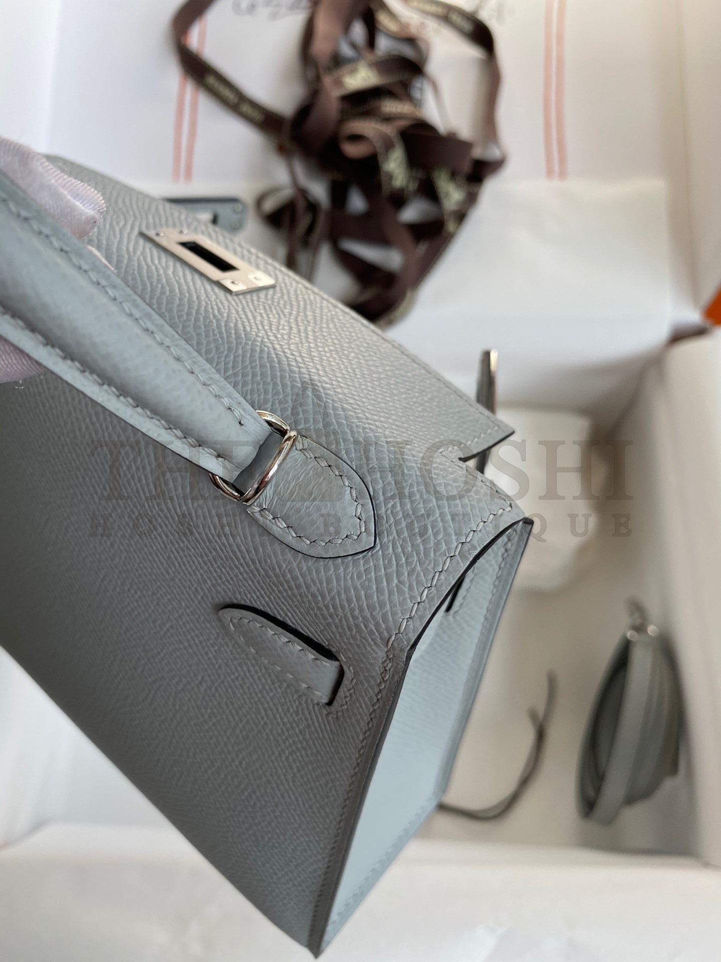 H**me5 Kelly Mini II Sellier Handmade Bag In Blue Glacier Epsom Calfskin Master Quality