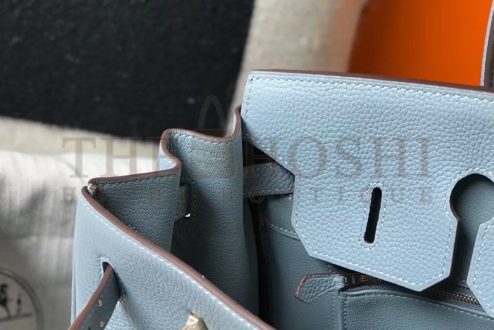 H**me5 Birkin 35 Bag in Blue Lin Clemence Leather with GHW Master Quality