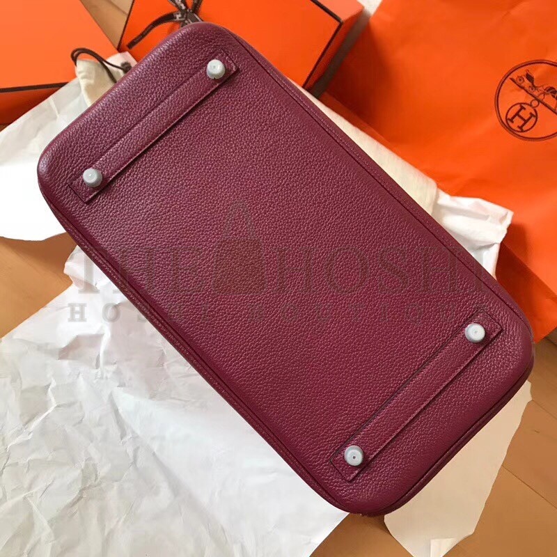 H**me5 Bordeaux Birkin 35cm Clemence Handmade Bag Master Quality