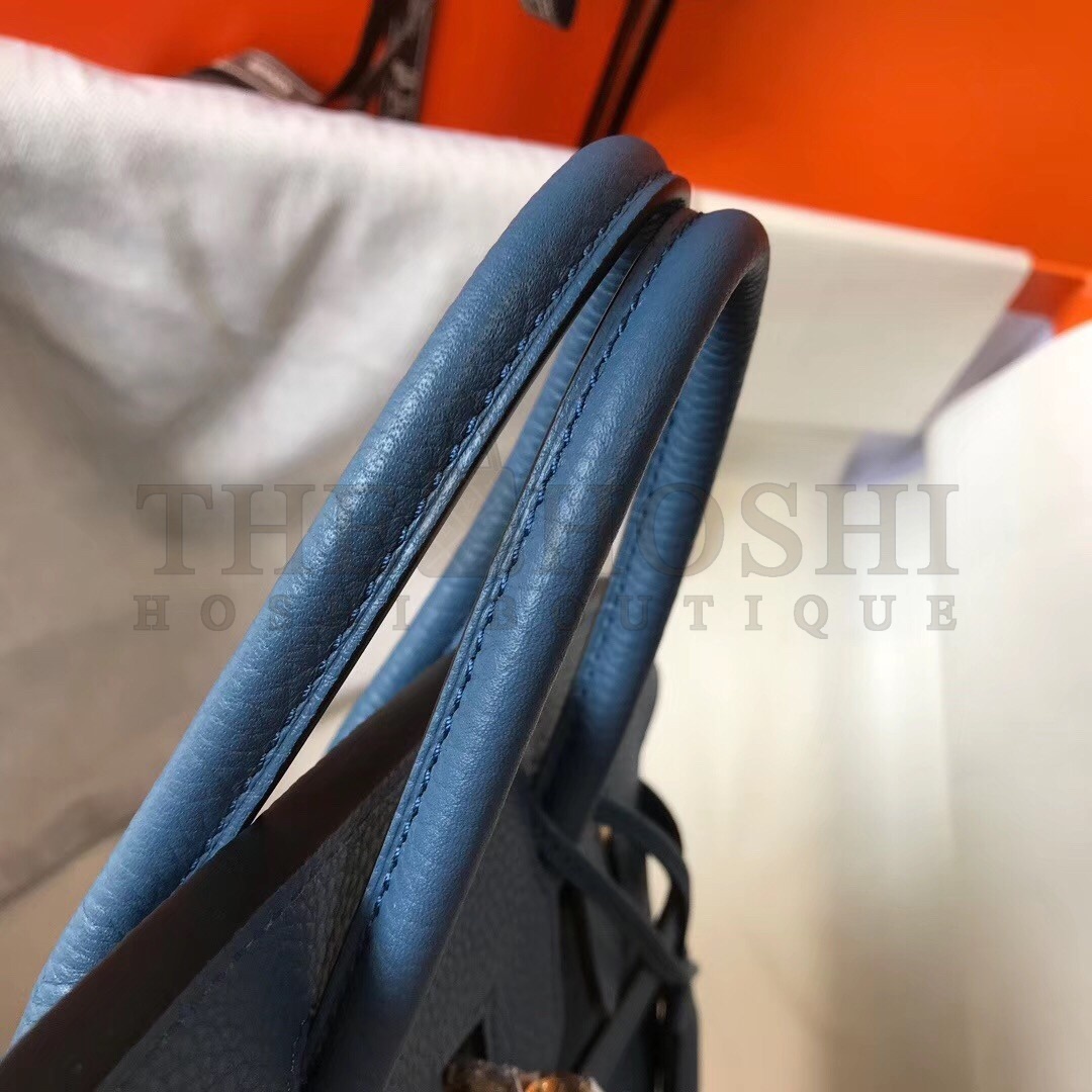 H**me5 Birkin 25cm Bag In Blue Agate Clemence Leather Master Quality