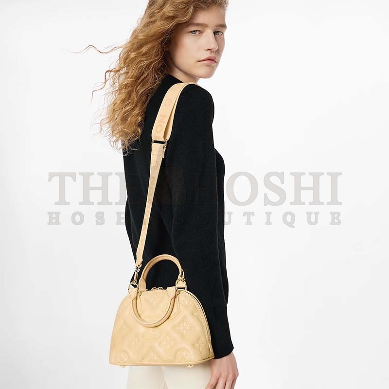 L0vis Vvtt0n LV Women Alma BB Handbag Banana Yellow Quilted Embroidered Calf Master Quality