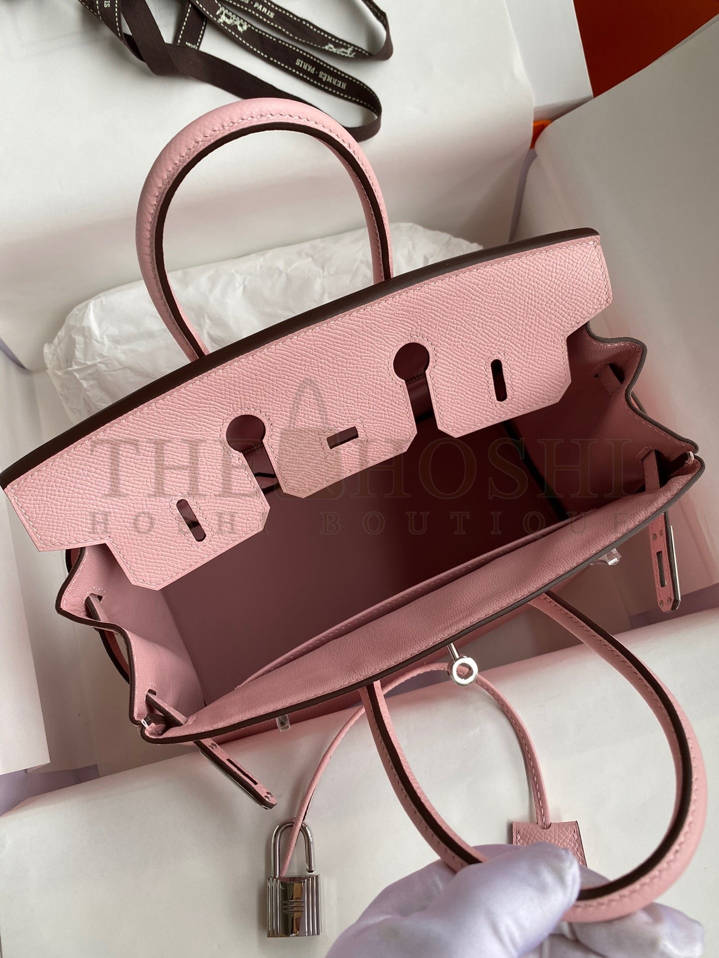 H**me5 Birkin 25 Retourne Handmade Bag In Rose Sakura Epsom Calfskin Master Quality