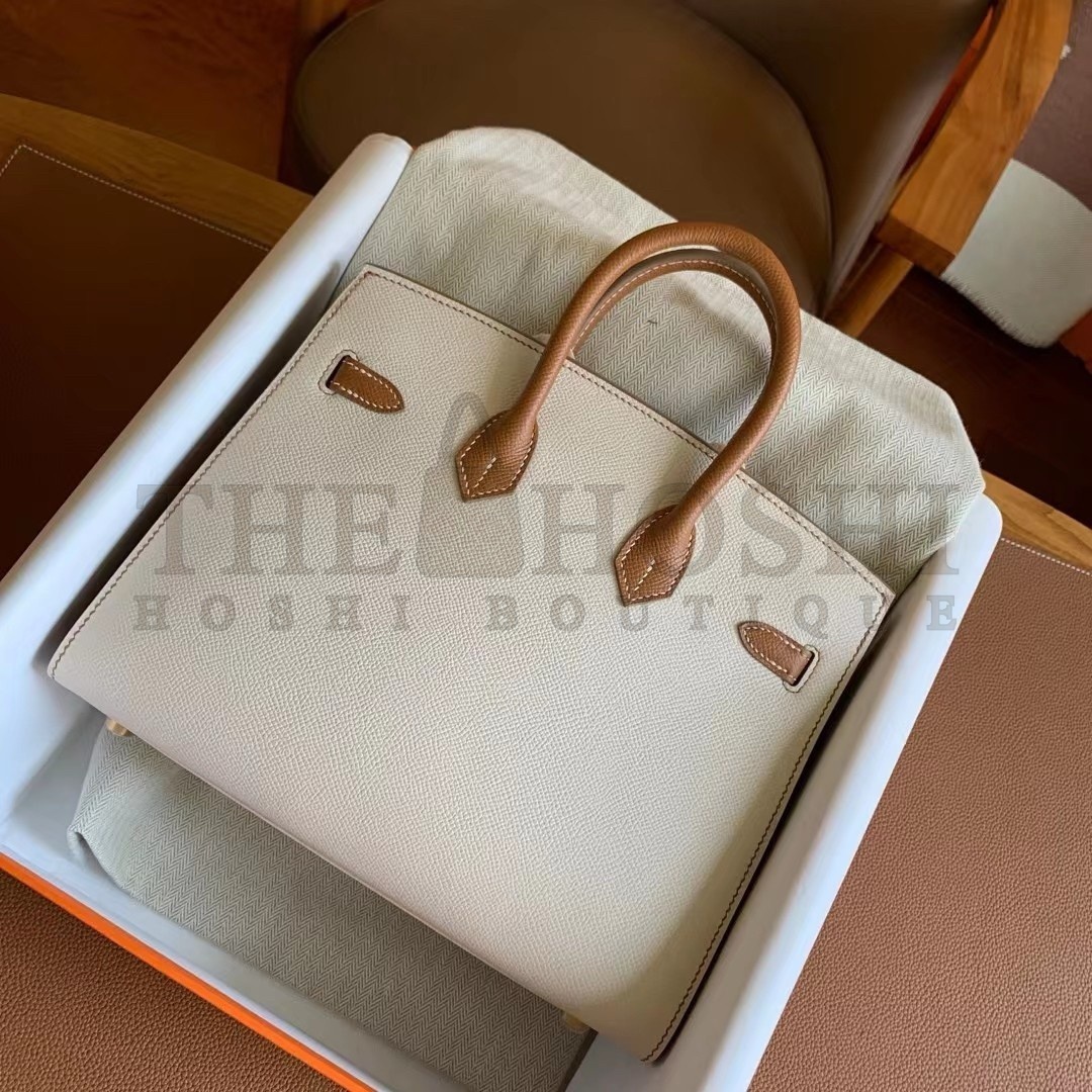 H**me5 HSS Birkin 25 Sellier Bag in Craie and Gold Epsom Calfskin Master Quality