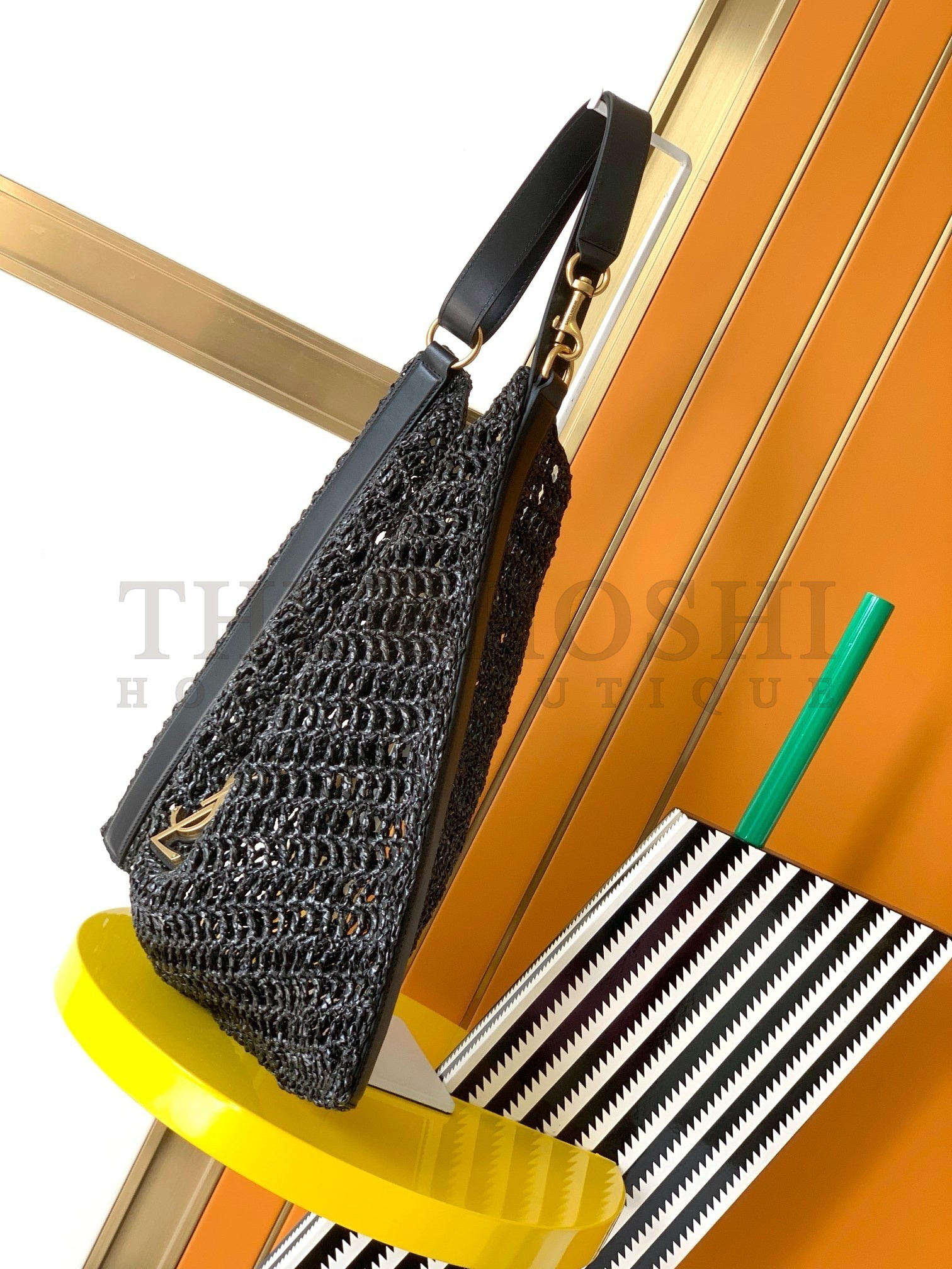 Sa1nt Lau*nt Oxalis Shoulder Bag in Black Raffia Master Quality