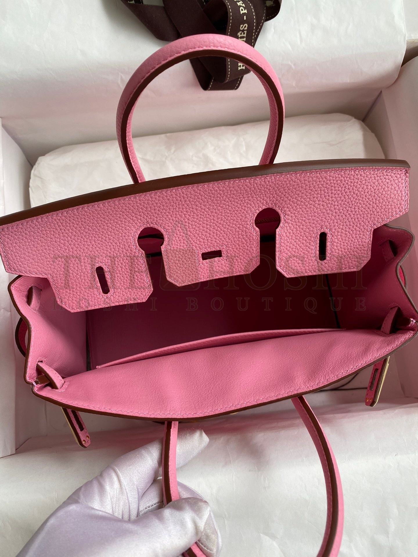H**me5 Birkin 25 Retourne Handmade Bag In Pink Clemence Leather Master Quality