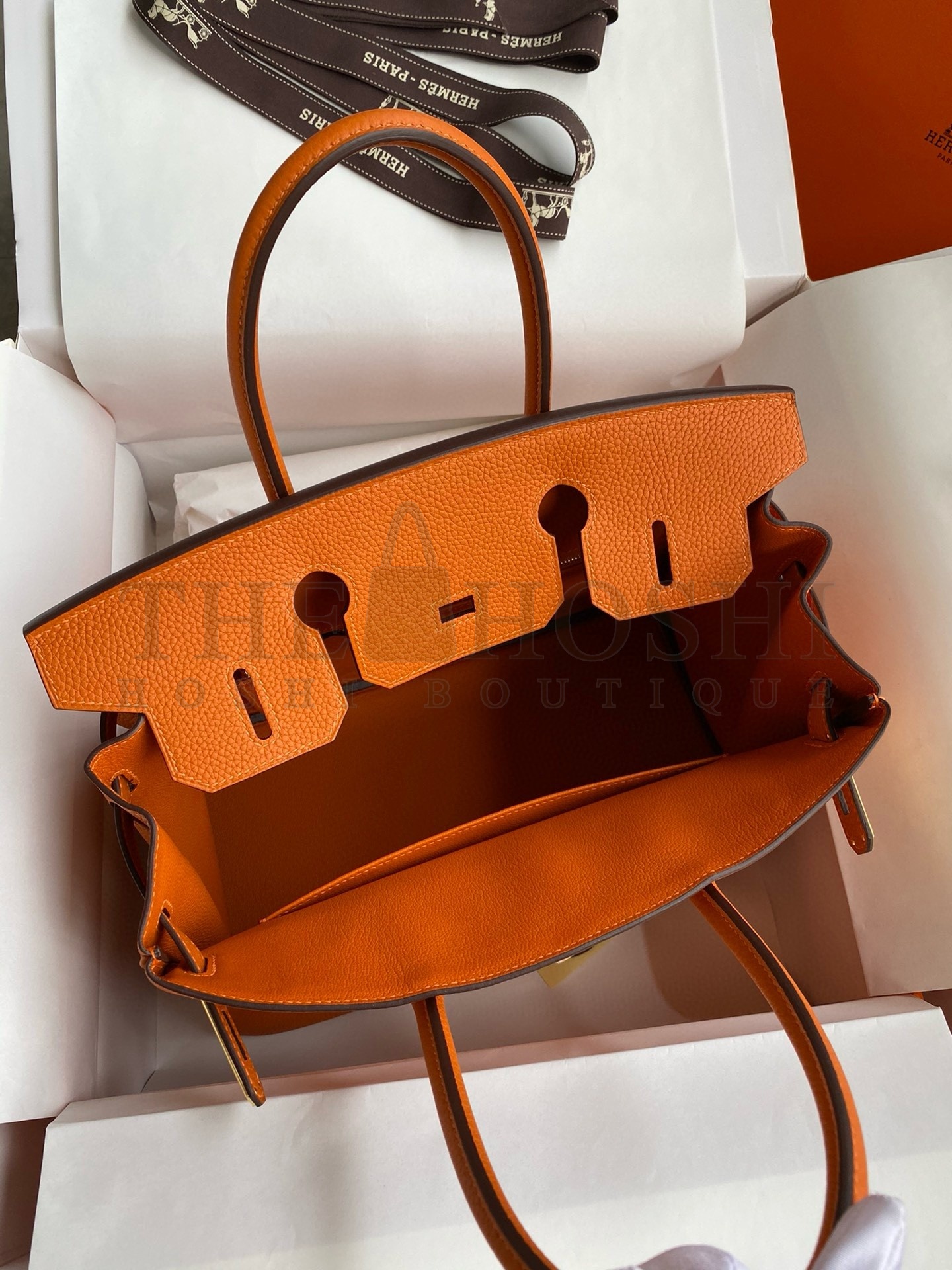 H**me5 Birkin 35 Retourne Handmade Bag in Orange Clemence Leather Master Quality