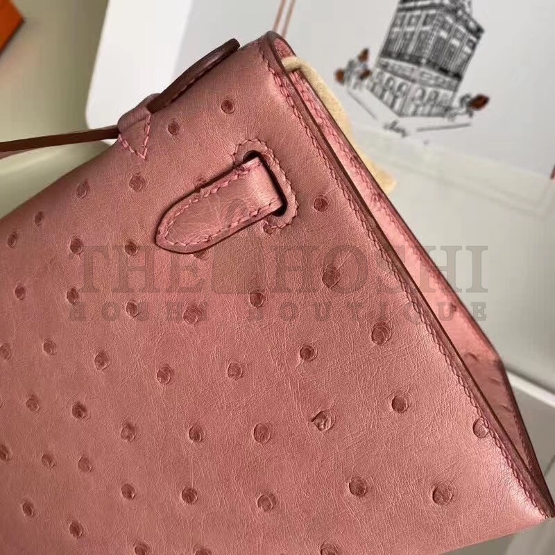 H**me5 Terre Cutie Kelly Pochette Ostrich Handmade Bag Master Quality