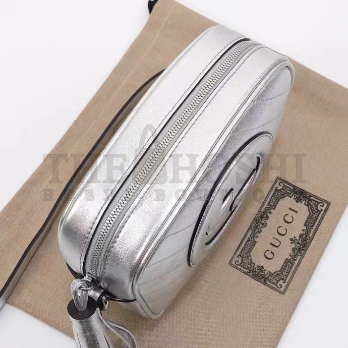 Gvc*1 Women GG Blondie Small Shoulder Bag Metallic Silver Leather Zipper Closure Master Quality