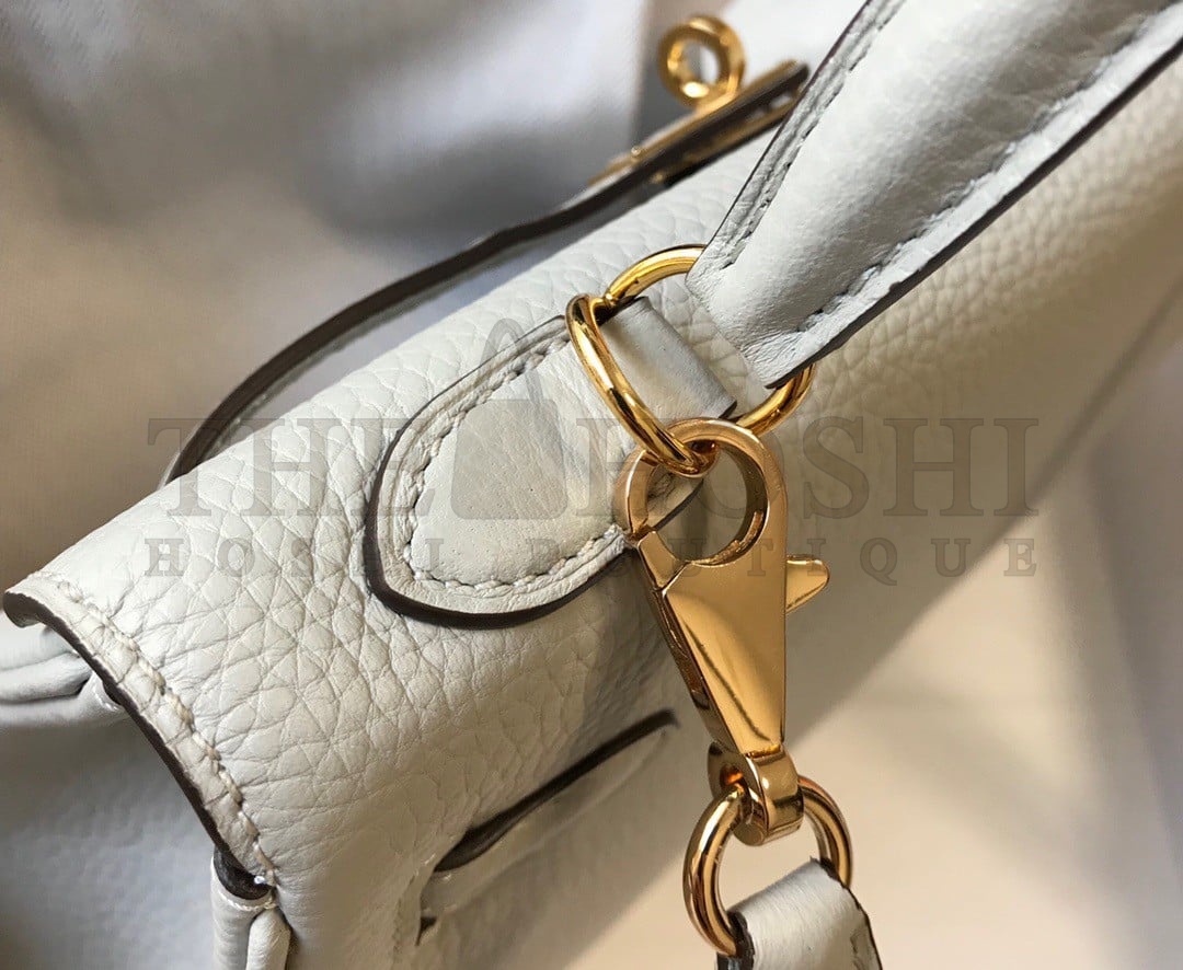 H**me5 Kelly 32cm Retourne Bag in Pearl Grey Clemence Leather GHW Master Quality
