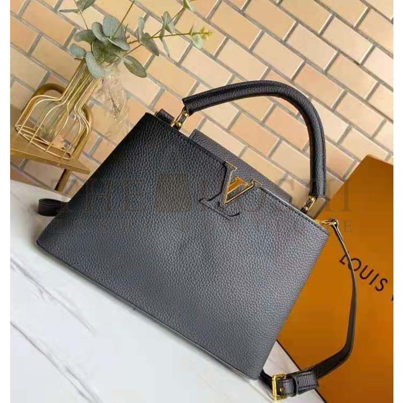 L0vis Vvtt0n LV Women Capucines MM Handbag Black Taurillon Leather Master Quality