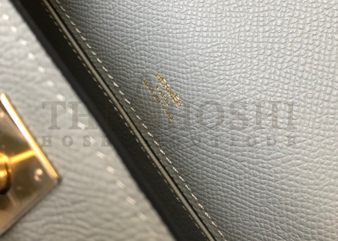 H**me5 Kelly Pochette Clutch Bag In Blue Glacier Epsom Leather Master Quality