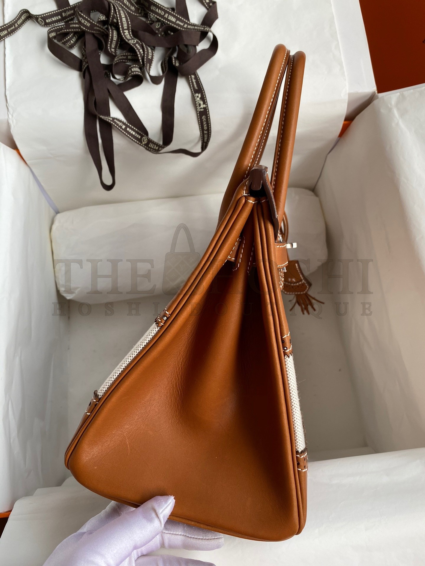 H**me5 Ghillies Birkin 30cm Limited-edition Bag In Toile &amp; Gold Swift Leather Master Quality