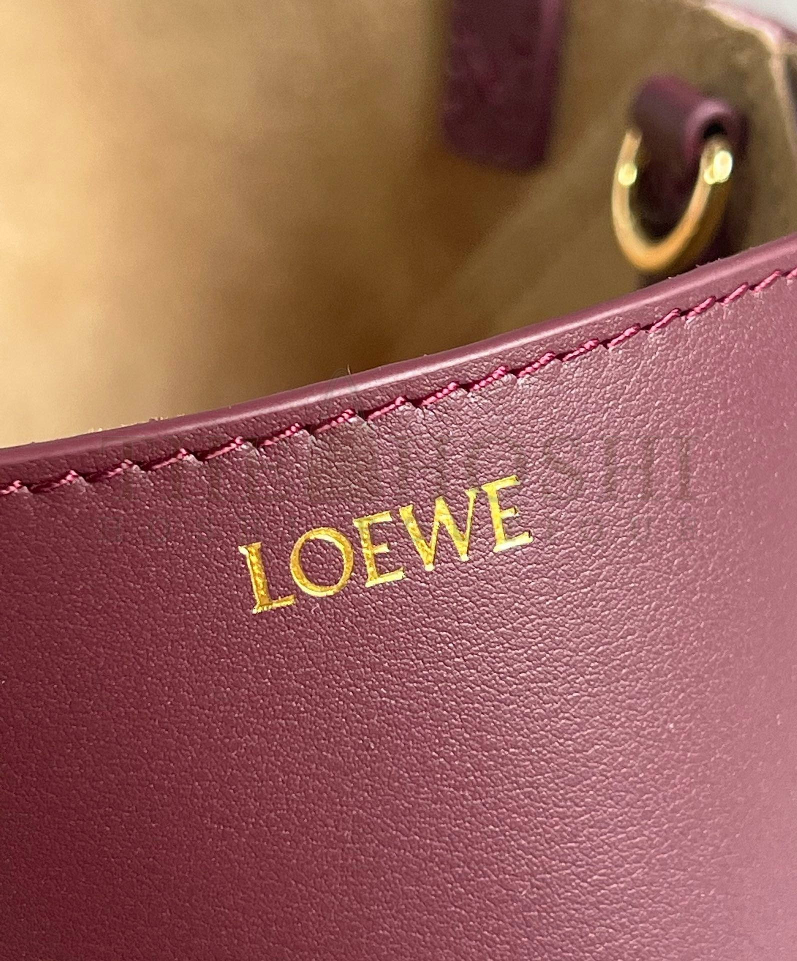 L0ew* Mini Puzzle Fold Tote Bag in Bordeaux Calfskin Master Quality