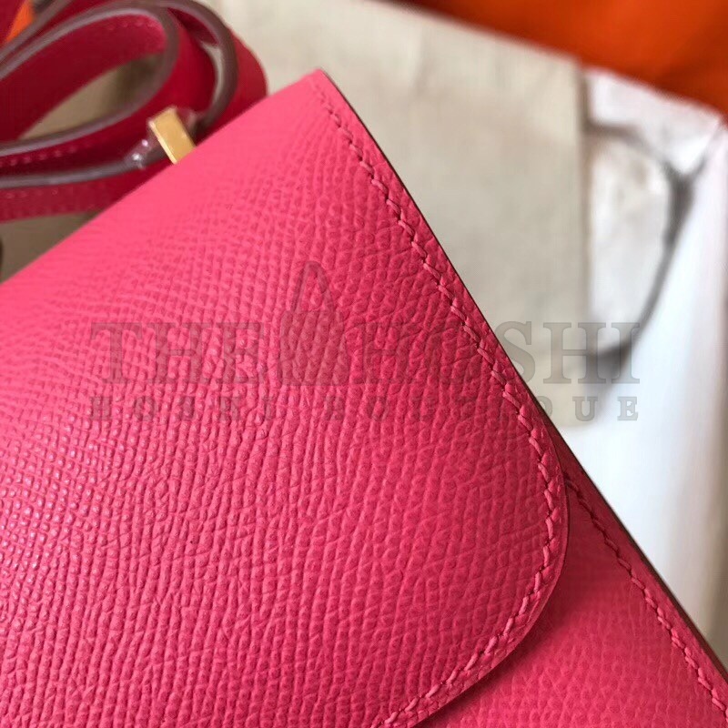 H**me5 Mini Constance 18cm Rose Lipstick Epsom Bag Master Quality