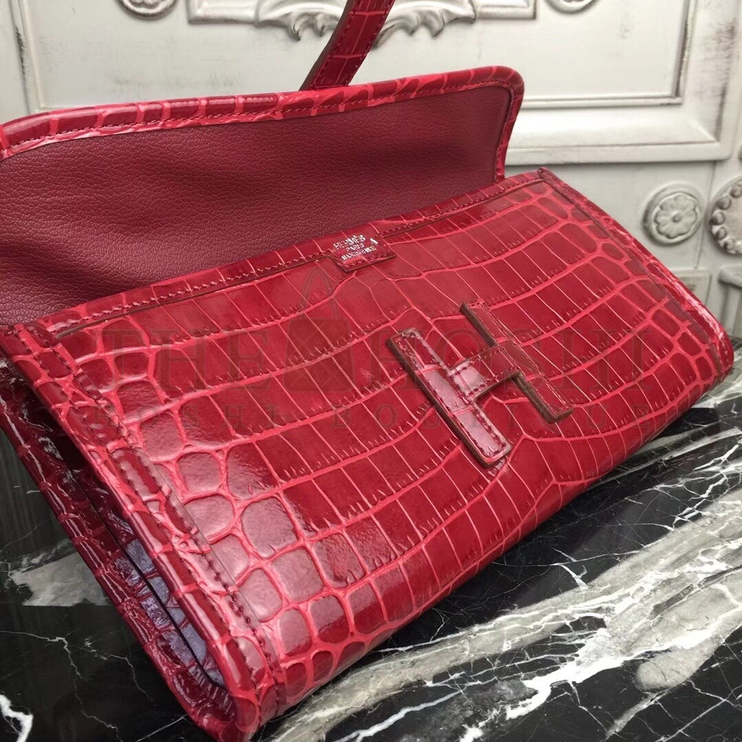 H**me5 Jige Elan 29 Clutch In Dark Red Crocodile Leather Master Quality