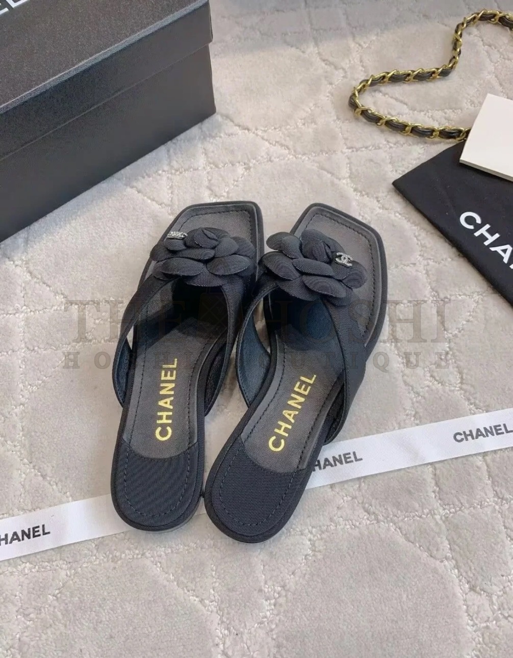 Ch**el Camellia Flower Slide Sandals Flat Slippers Master Quality