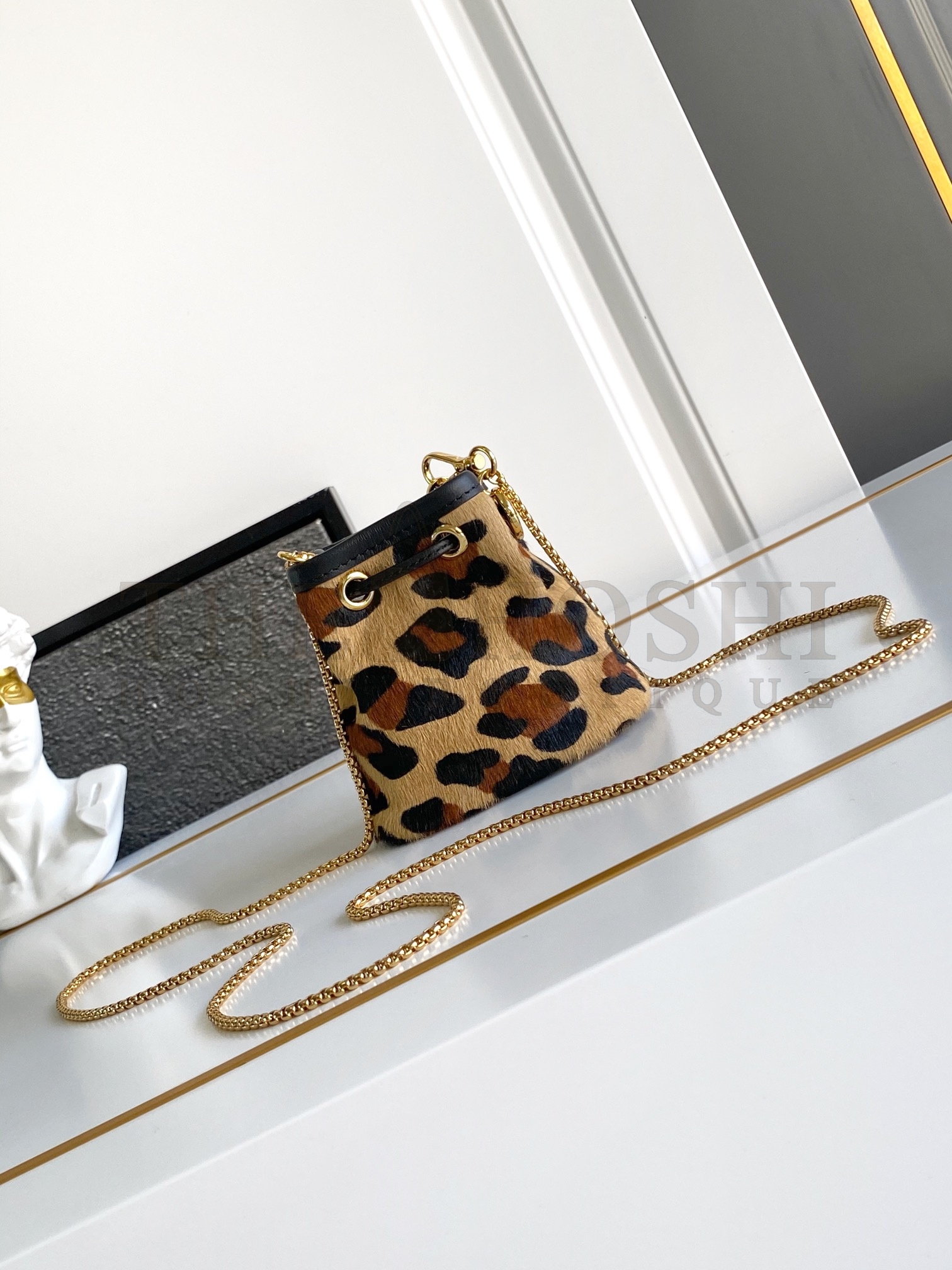 Pra*a PR Mini Leopard Print Bucket Bag Master Quality