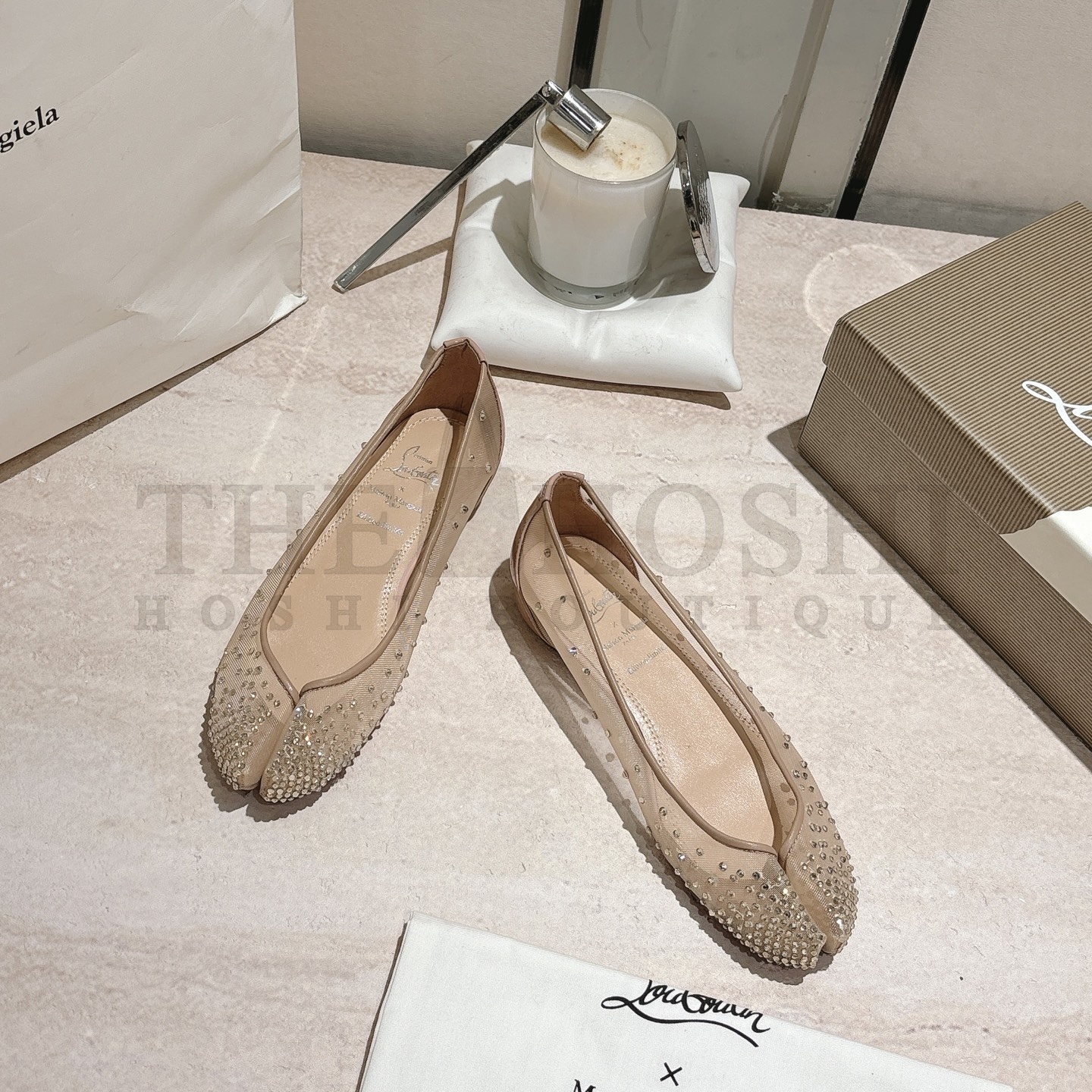 Chr1st1an Louboutin CL Ma1s0n Marg*e1a Nude Mesh Crystal Heels 35-42 Master Quality