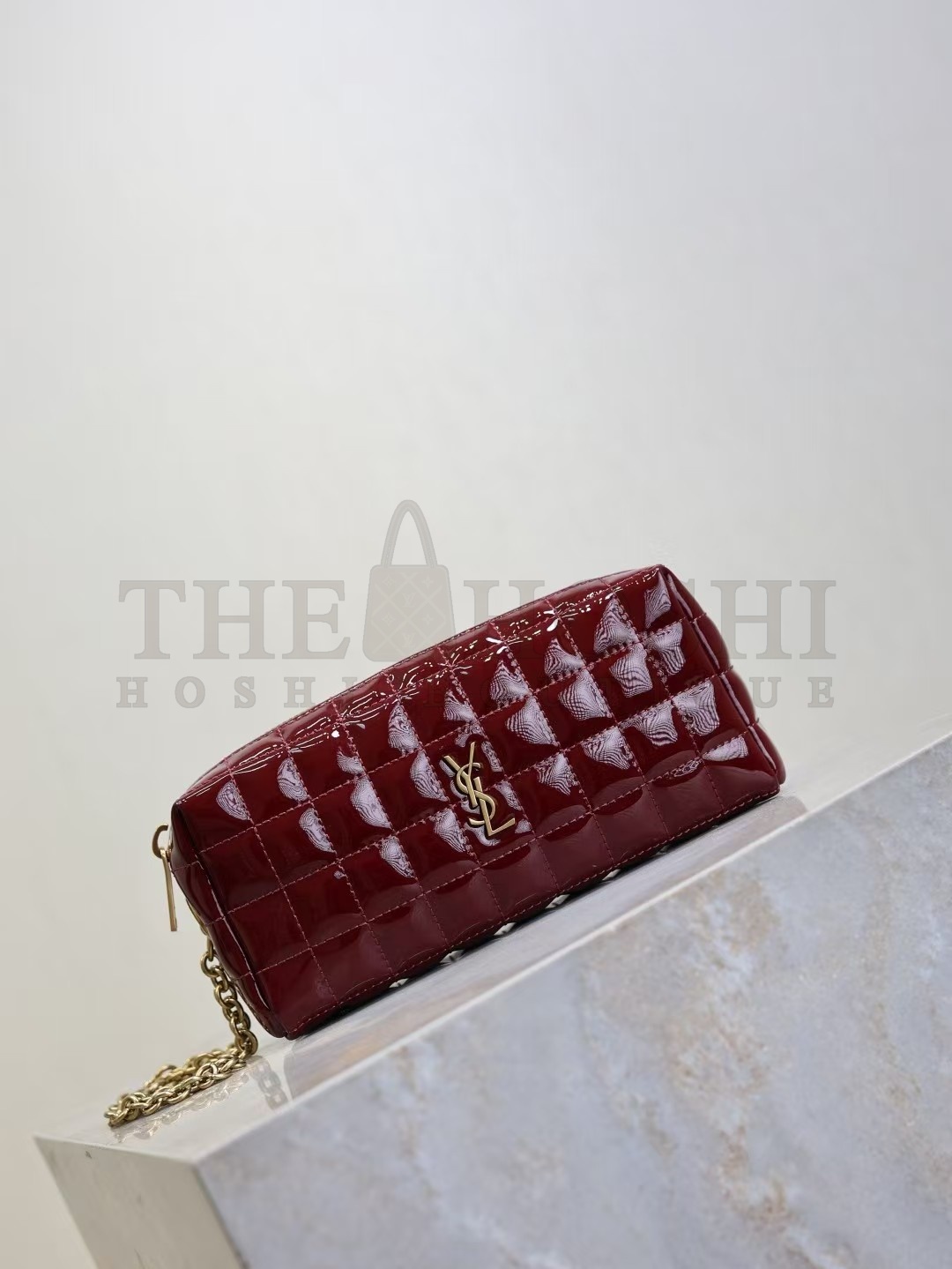 Sa1nt Lau*nt Y51 Le Cassandre Matelasse Carre Chain Clutch Burgundy Patent Leather 18.5x8.5x4cm 779649 Master Quality