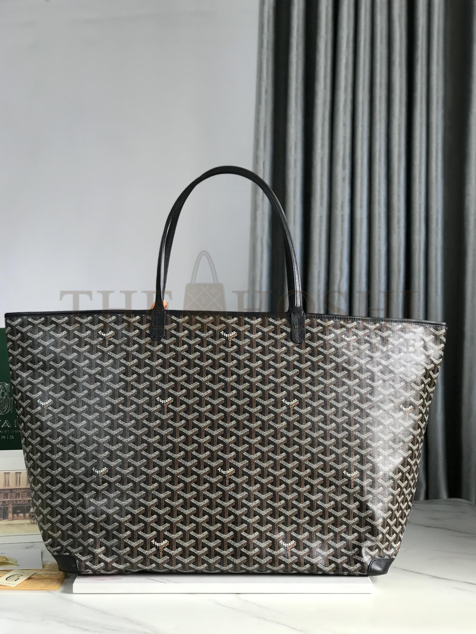 G09ard G09ard Artois GM Large Tote Bag Black Brown Coated Canvas Leather Trim Top Handle Base Size 30*23.5*13cm/35cm*27cm*14cm Master Quality