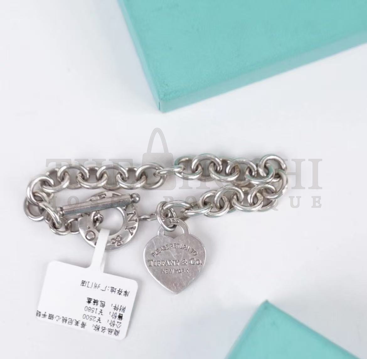 T*f*ny & Co. Lovestuck Heart Tag Bracelet Medium Size Master Quality