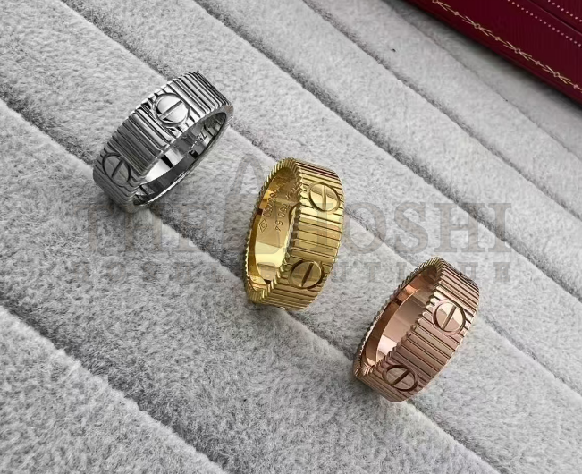 Ca*t1er Love Series Ribbed Rings in White Gold Yellow Gold Rose Gold Master Quality
