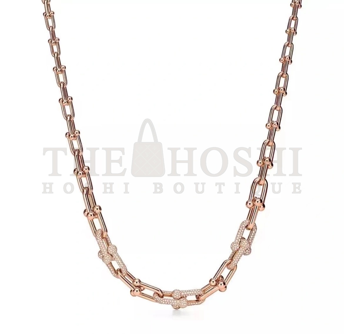 T*f*ny & Co. T*f*ny HardWear Link Necklace 18K Rose Gold D1am0nd Master Quality