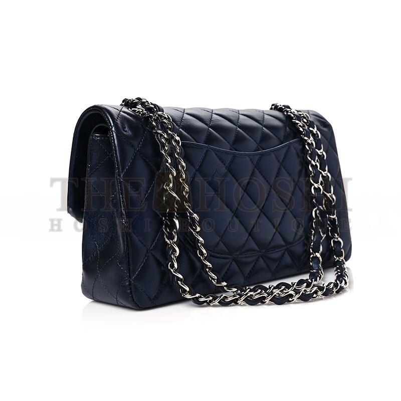 Ch**el IRIDESCENT CALFSKIN QUILTED MEDIUM DOUBLE FLAP 1165123 (25*15*6cm) Master Quality