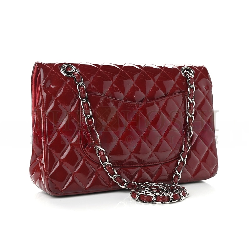 Ch**el PATENT CALFSKIN QUILTED MEDIUM DOUBLE FLAP 903130 (25*15*6cm) Master Quality