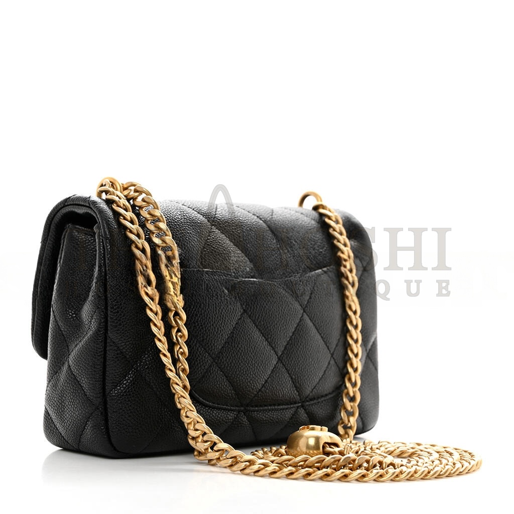 Ch**el CAVIAR QUILTED MINI SWEETHEART RECTANGULAR FLAP BLACK (19*12*8cm) Master Quality