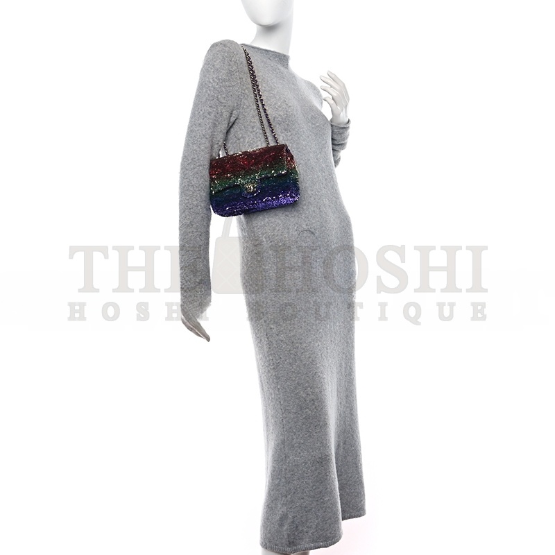 Ch**el GRADIENT SEQUIN MINI RECTANGULAR FLAP PURPLE MULTICOLOR 1515025 (21*14*8cm) Master Quality